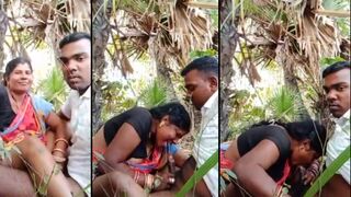 Choda Chodi XXX! Desi aunty give blowjob local boy outdoor under tree