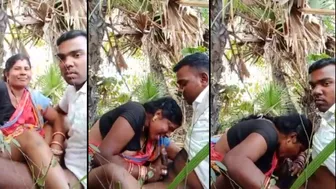 Choda Chodi XXX! Desi aunty give blowjob local boy outdoor under tree