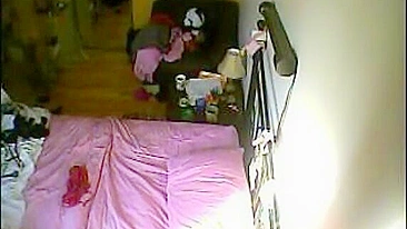 A hidden camera was caught recording a video of a female masturber in her home