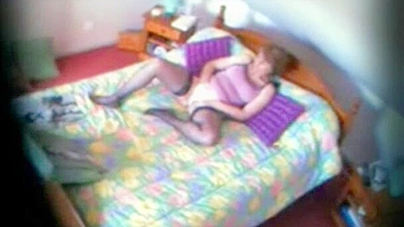 Spy XXX cam in bedroom caught my mother masturbating