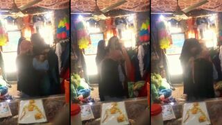 Leaked Desi MMS! Pakistani shop owner having sex with two customers