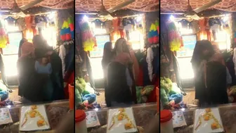 Leaked Desi MMS! Pakistani shop owner having sex with two customers