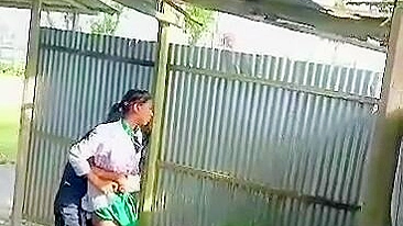 Desi MMS. Caught beautiful indian school girl, standing fucked outdoor