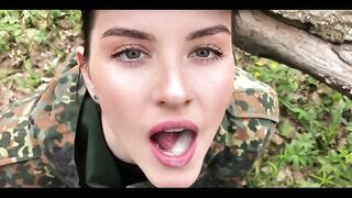 Hot girl in military uniform agreed to suck commander's dick