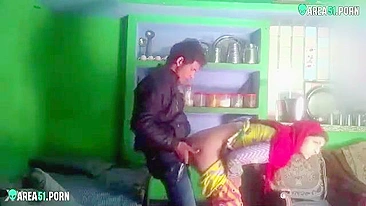 Indian cheating wife caught on hidden camera fucks doggystyle with her lover