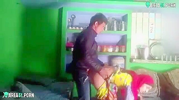 Indian cheating wife caught on hidden camera fucks doggystyle with her lover