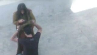 Desi MMs! A pair of Indian lovers standing sex outdoor caught by hidden cam