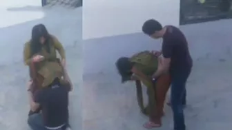 Desi MMs! A pair of Indian lovers standing sex outdoor caught by hidden cam