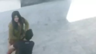 Desi MMs! A pair of Indian lovers standing sex outdoor caught by hidden cam