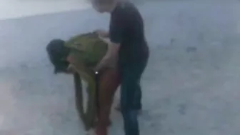 Desi MMs! A pair of Indian lovers standing sex outdoor caught by hidden cam