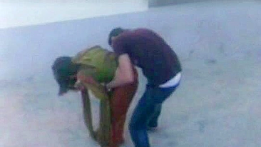 Desi MMs! A pair of Indian lovers standing sex outdoor caught by hidden cam