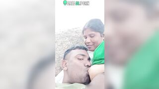 A village bhabhi's boobs are sucked out by her hubby in a TikTok video