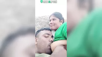 A village bhabhi's boobs are sucked out by her hubby in a TikTok video