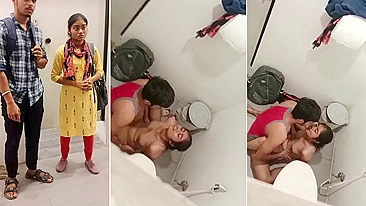 Desi XXX video taken by a peeping guy, Indian petite GF sex in mall restroom