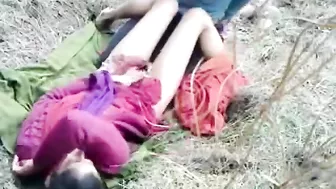 Insolent Indian lovers caught for fucking outdoor, spy guy uses his mobile