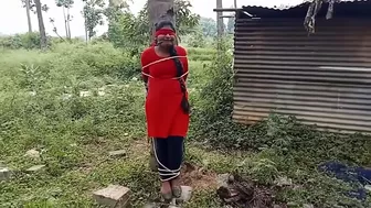 Jabardasti sex video! Full-length Indian girl tied to a tree a kidnapper