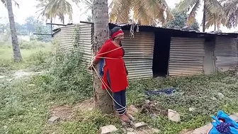 Jabardasti sex video! Full-length Indian girl tied to a tree a kidnapper