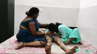 Incest Desi sex leaked online! Kinky threesome sex with wife her sali and husband.