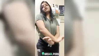 Indian girl topless in bathroom show her breasts looking like huge melons Indian girl topless in bathroom show her breasts looking like huge melons
