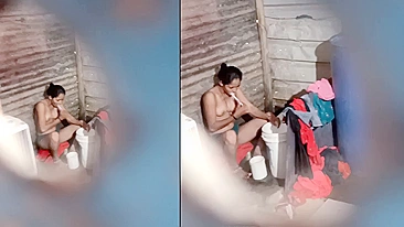 OMG! This Naked Village Bhabhi Is Taking a Bath & Her Brother-in-Law Is Filming Her!