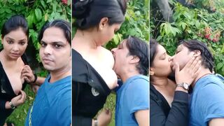 Horny Guy Goes Wild Sucking Desi Mistress' Boobs Outdoors - See the Sordid Scene XXX!