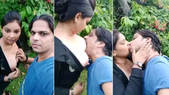 Horny Guy Goes Wild Sucking Desi Mistress' Boobs Outdoors - See the Sordid Scene XXX!