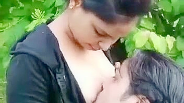 Horny Guy Goes Wild Sucking Desi Mistress' Boobs Outdoors - See the Sordid Scene XXX!