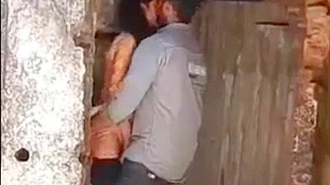 Cheating Desi wife caught getting pounded outside by her secret lover!