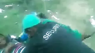 South African Hooker Gets Fucked Outdoor By Security Guy While Bystanders Watching And Taping