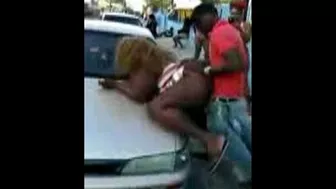 Shameless African Couple Banging On a Sidewalk In Public