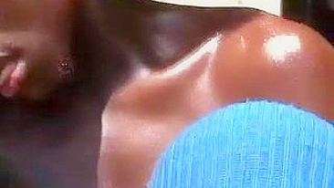 Busty African With A Mask On Slammed By Black Stud