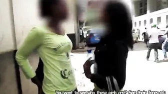 Black babe making out with African lesbian in the shower