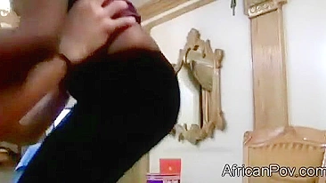 Busty African Amateur Blows Huge White Cock in POV