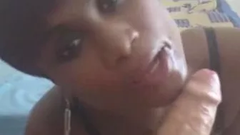 African Girl Blowjob White Dick and She Received Lot of Cum in Her Mouth