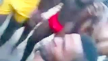 Native African Woman Fucking a Boy While Crowd Is Cheering and Taping