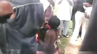 Mass Blowjob With One Shameless African Hooker In A Public Park