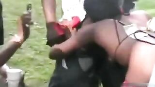 Mass Blowjob With One Shameless African Hooker In A Public Park