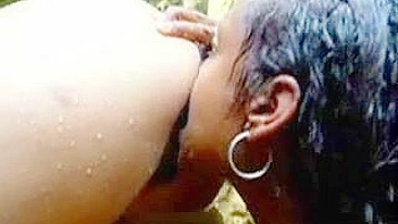 Amateur African Lesbians On Waterfall In Jungle