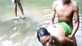 African Native Woman Fucks A Boy In A River In Front Of Crowd - Amateur Mobile Phone Video