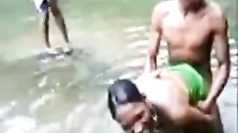 African Native Woman Fucks A Boy In A River In Front Of Crowd - Amateur Mobile Phone Video