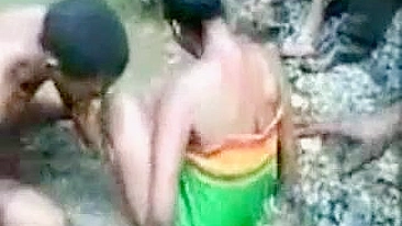 African Native Woman Fucks A Boy In A River In Front Of Crowd - Amateur Mobile Phone Video
