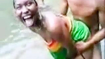 African Native Woman Fucks A Boy In A River In Front Of Crowd - Amateur Mobile Phone Video