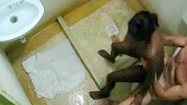 Ebony Teen Gets Secretly Taped Fucking Huge White Dick In A Toilet