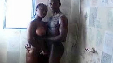 African Amateur Couple Fucking Under Shower