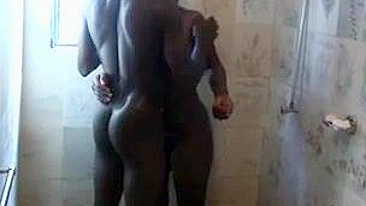 African Amateur Couple Fucking Under Shower