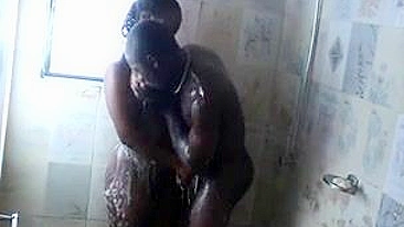 African Amateur Couple Fucking Under Shower