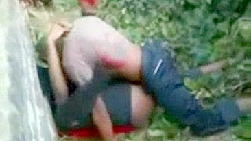 African Couple Taped In Hard Fuck Outdoor