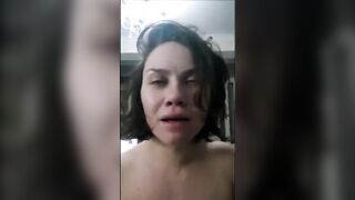 Drunk Amateur Brunette Gets Mouth-Fucked and Cummed on