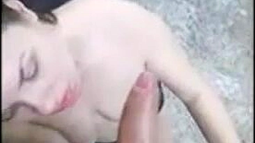 Drunk Amateur Brunette Gets Mouth-Fucked and Cummed on