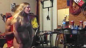 Fucking Drunk Bitch Gets Reckless in Dad's Garage